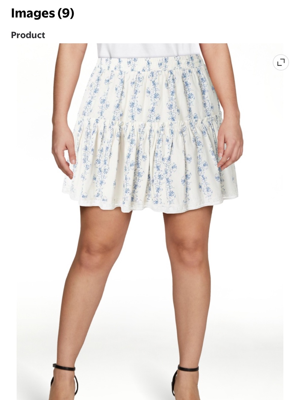 Celebrity Pink Cream Skirt with Blue Floral Trim